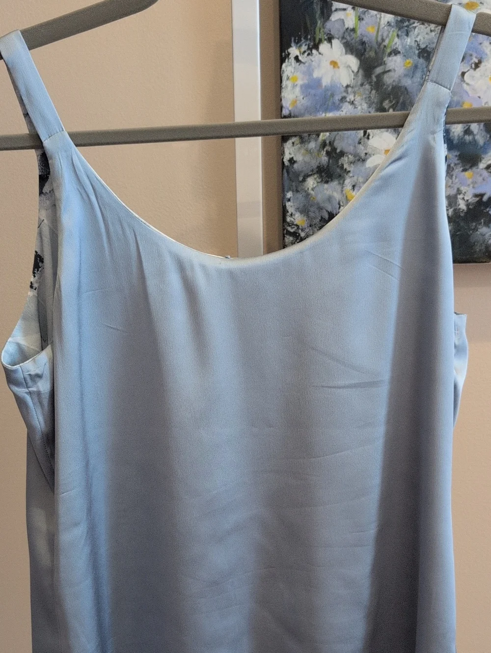 White House Black Market Light Blue Floral V-Neck Reversal Camisole
